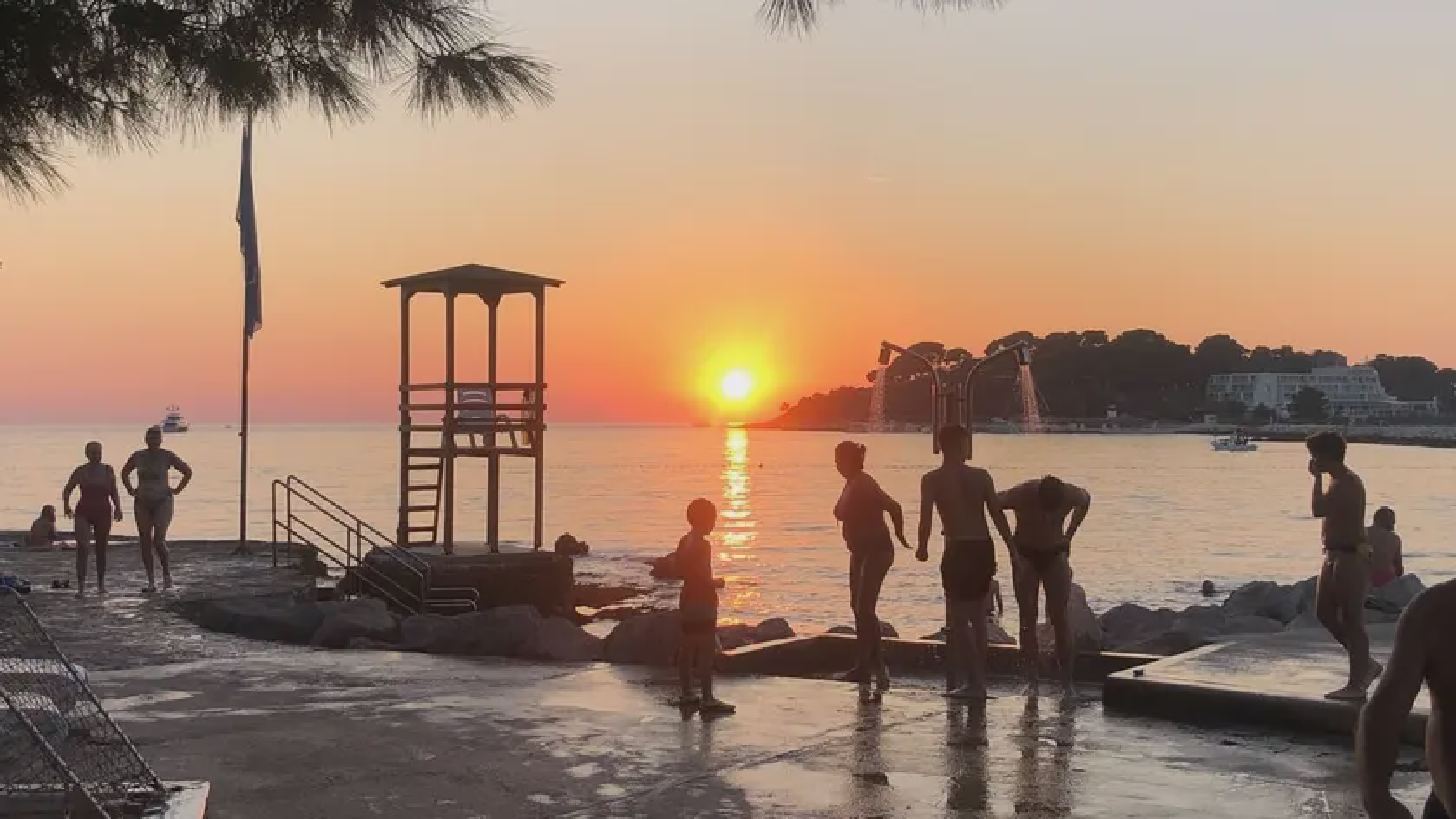 Sunset at Poreč's beach promenade