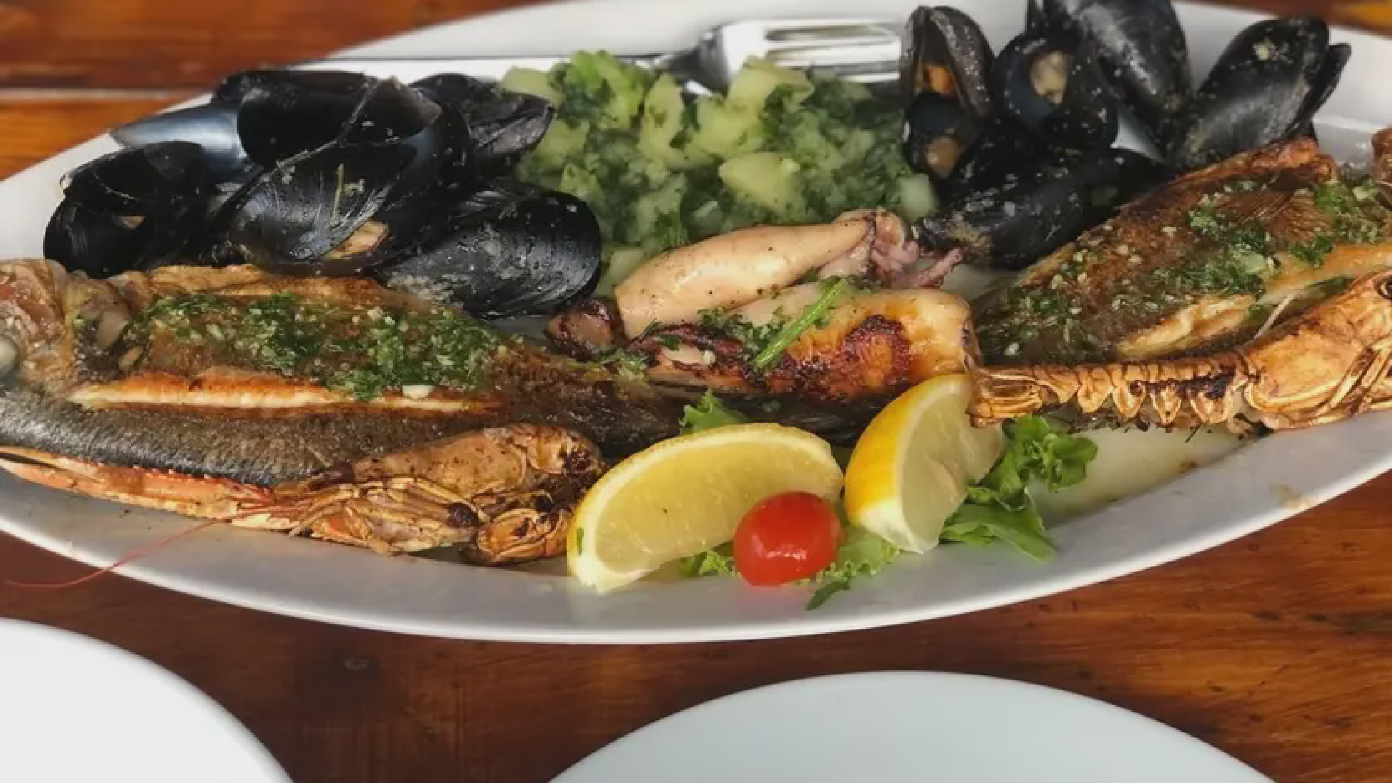 Dalmatian seafood platter with grilled fish