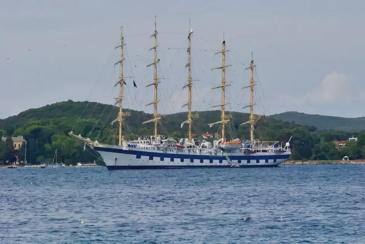 Catamaran anchored in secluded bay