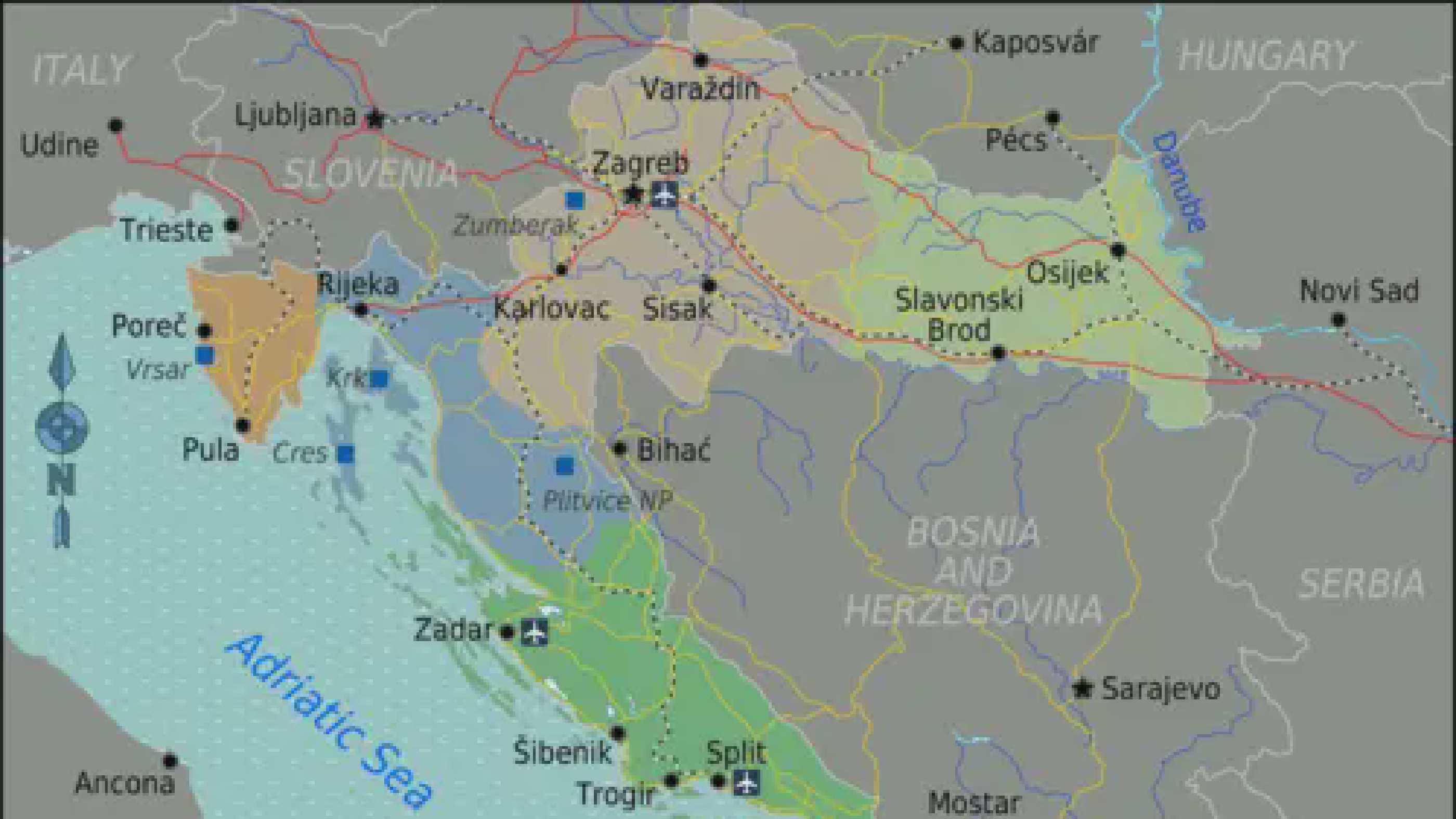 Map of Croatia's regions