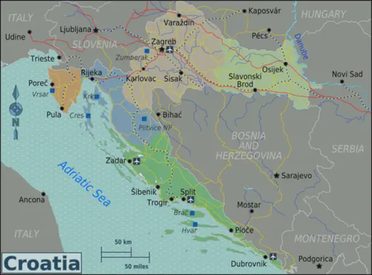 Map of Croatia's regions